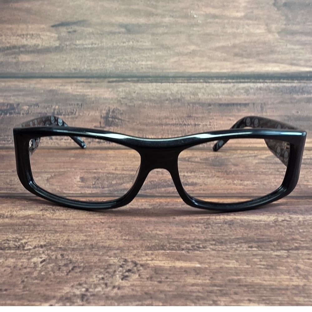 Harley-Davidson HDX808 BLK-3 Black Flame Skull Eyeglass Frames 62-15-125 Mens